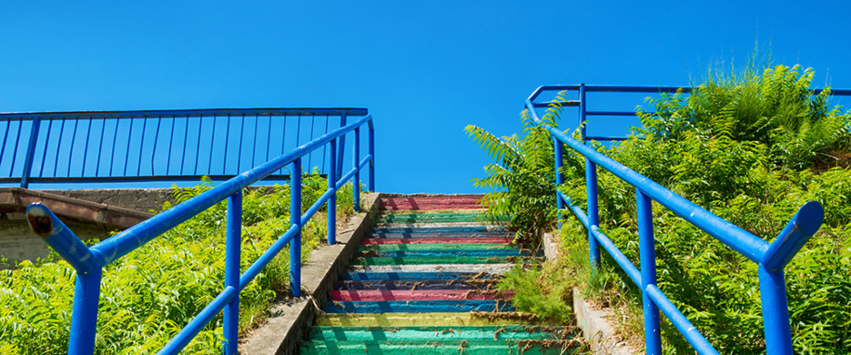 Coloured steps up an incline