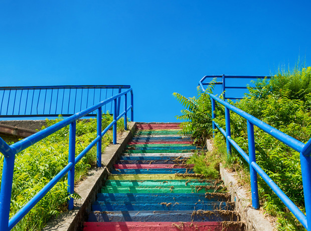Coloured steps up an incline