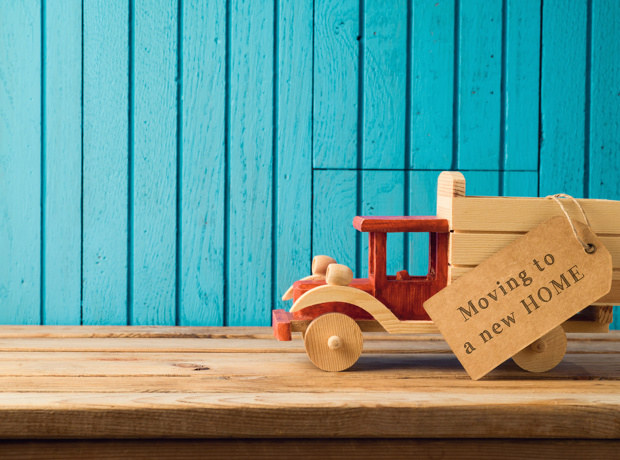 toy truck with moving label on the side
