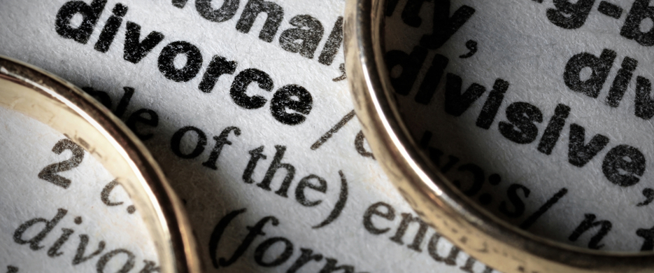 Divorce Definition with rings sitting on top