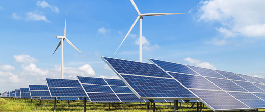 wind turbines and solar panels