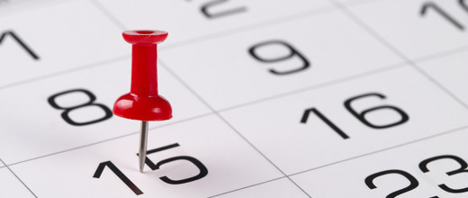 Calendar with pin in number 15
