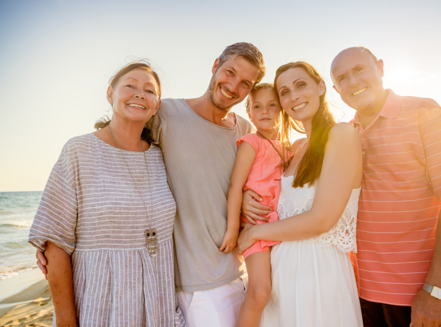 Family at beach