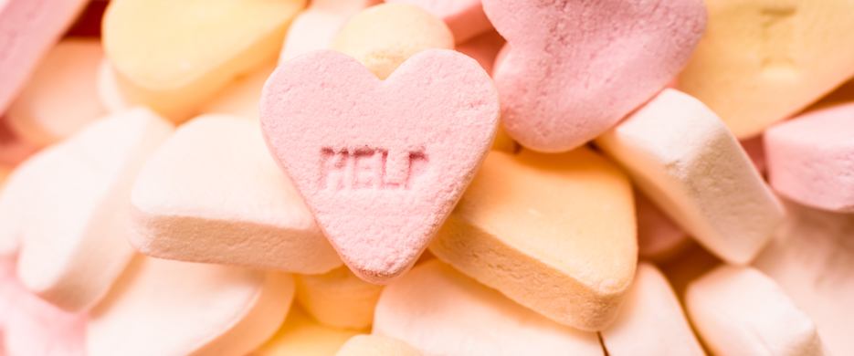 Love heart sweet with help message