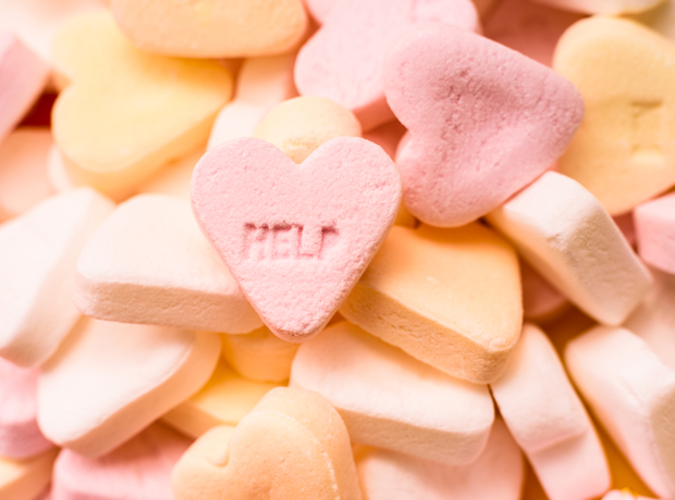 Love heart sweet with help message