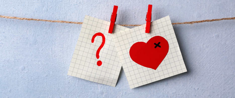 Broken Heart And Question Mark On A String