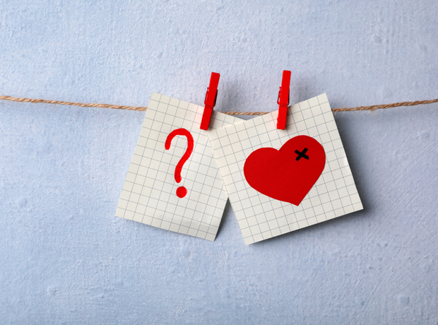 Broken Heart And Question Mark On A String