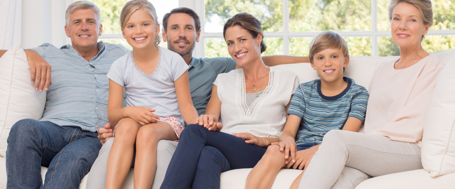 family on sofa