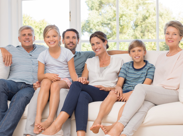 family on sofa