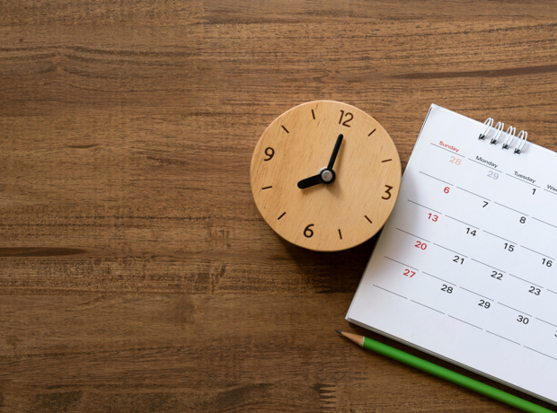 Calendar next to clock