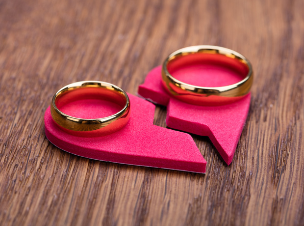 rings on broken pink heart