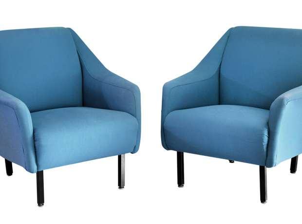two blue armchairs