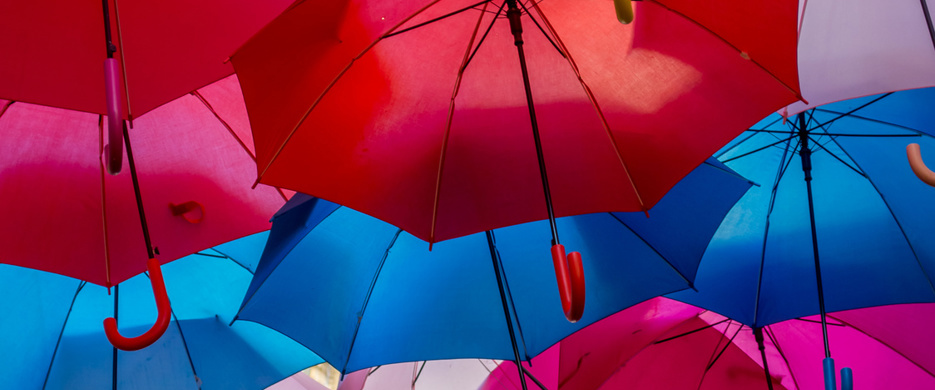 image full of coloured umbrellas