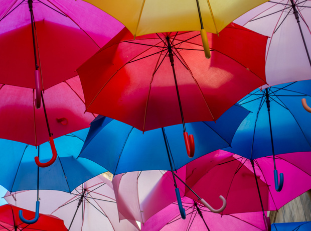 image full of coloured umbrellas