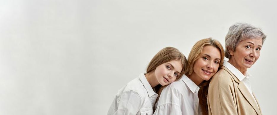 Grandmother, mother and daughter in a row