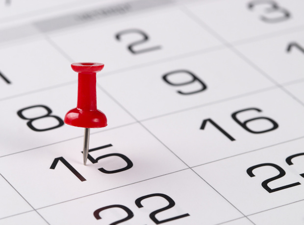 calendar with board pin in number 15