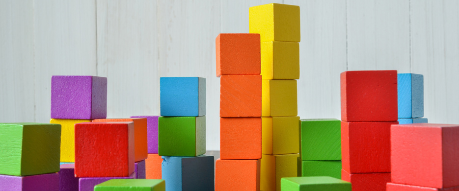 coloured square building blocks